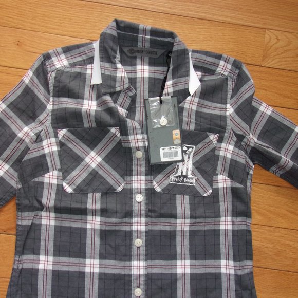 Harley Davidson Plad Button Up NWT - Picture 2 of 4
